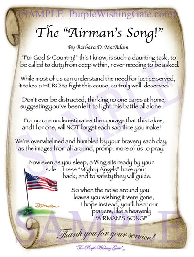 The Airman's Song! - Military Gift - PurpleWishingGate.com
