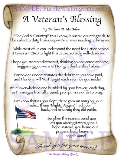 A Veteran's Blessing - Military Gift - PurpleWishingGate.com
