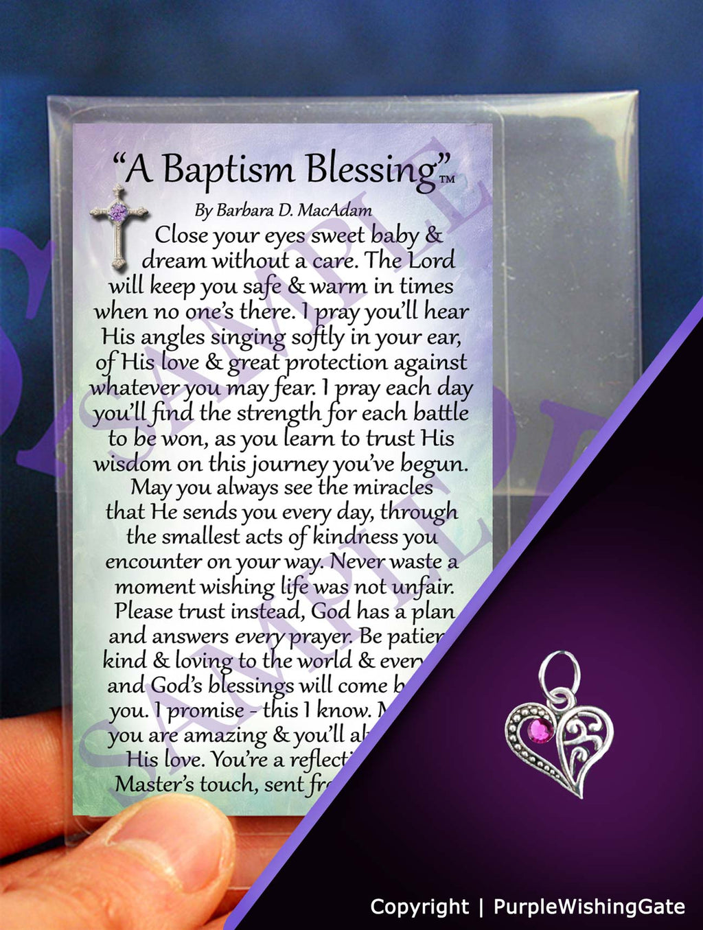 A Baptism Pocket Blessing: Crescent Heart / No Crystal

