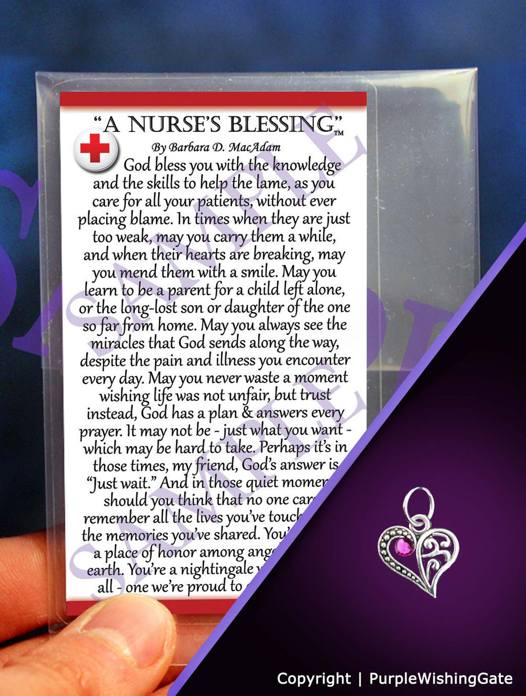 A Nurse's Pocket Blessing: Crescent Heart / No Crystal
