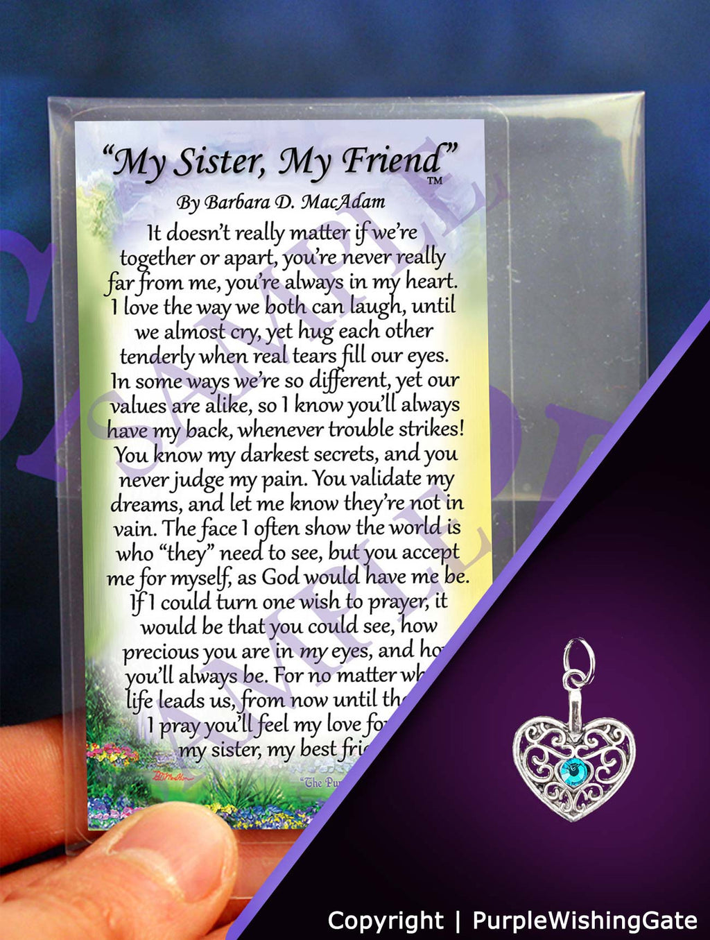 My Sister, My Friend - Pocket Blessing: Traditional Heart / No Crystal
