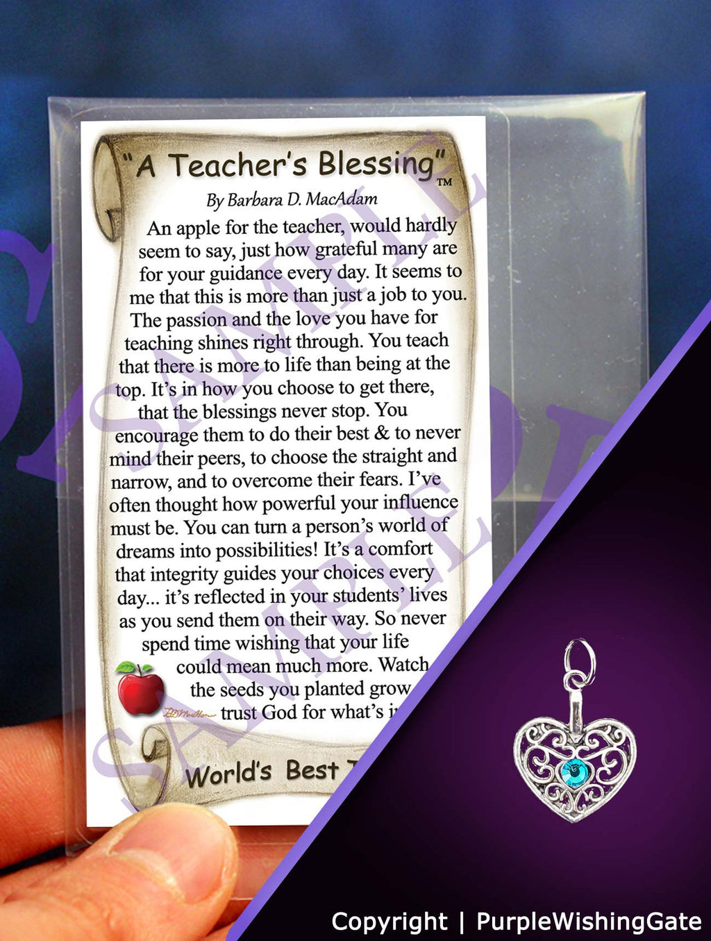 A Teacher's Pocket Blessing: Traditional Heart / No Crystal

