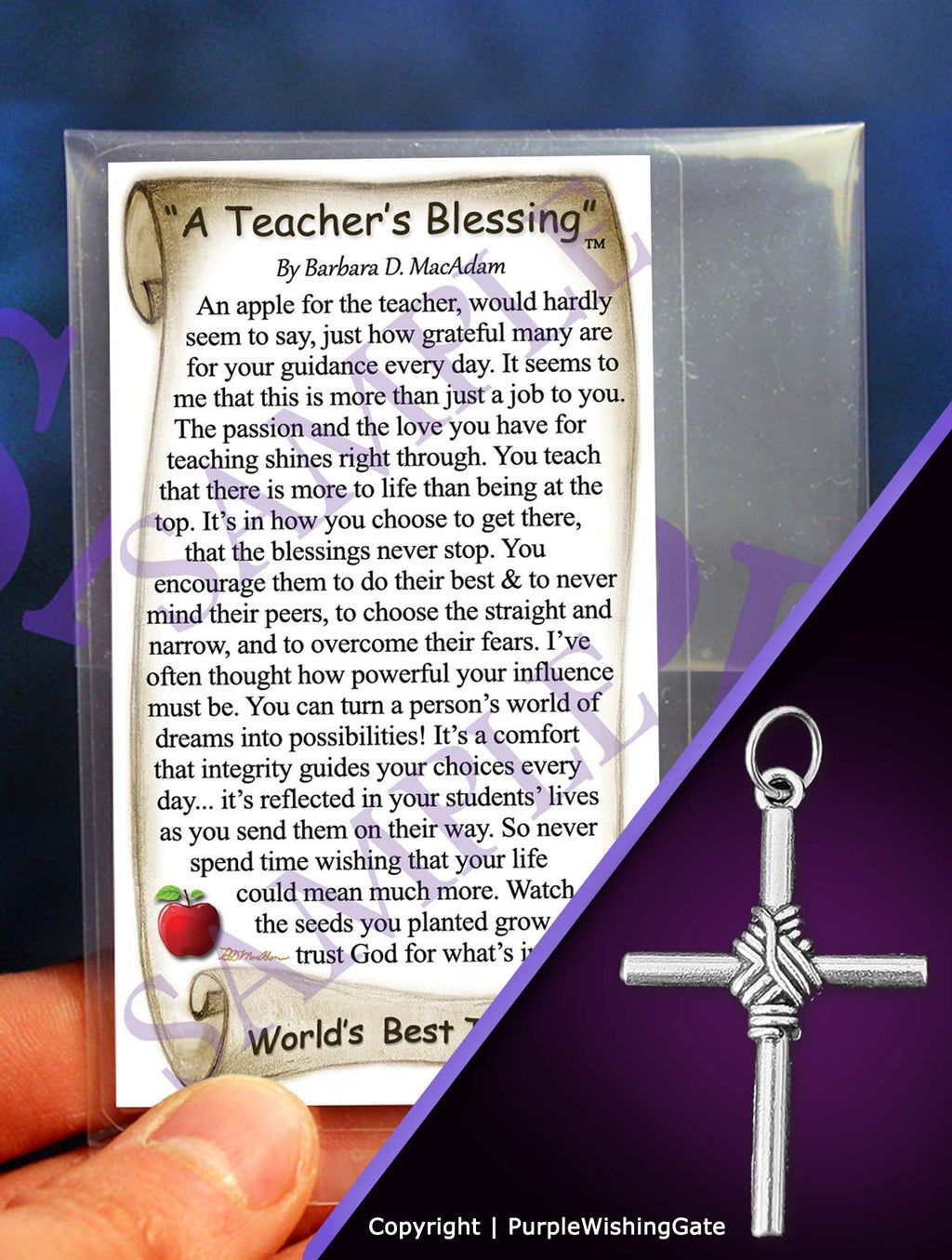 A Teacher's Pocket Blessing: Men's Rope Cross / No Crystal
