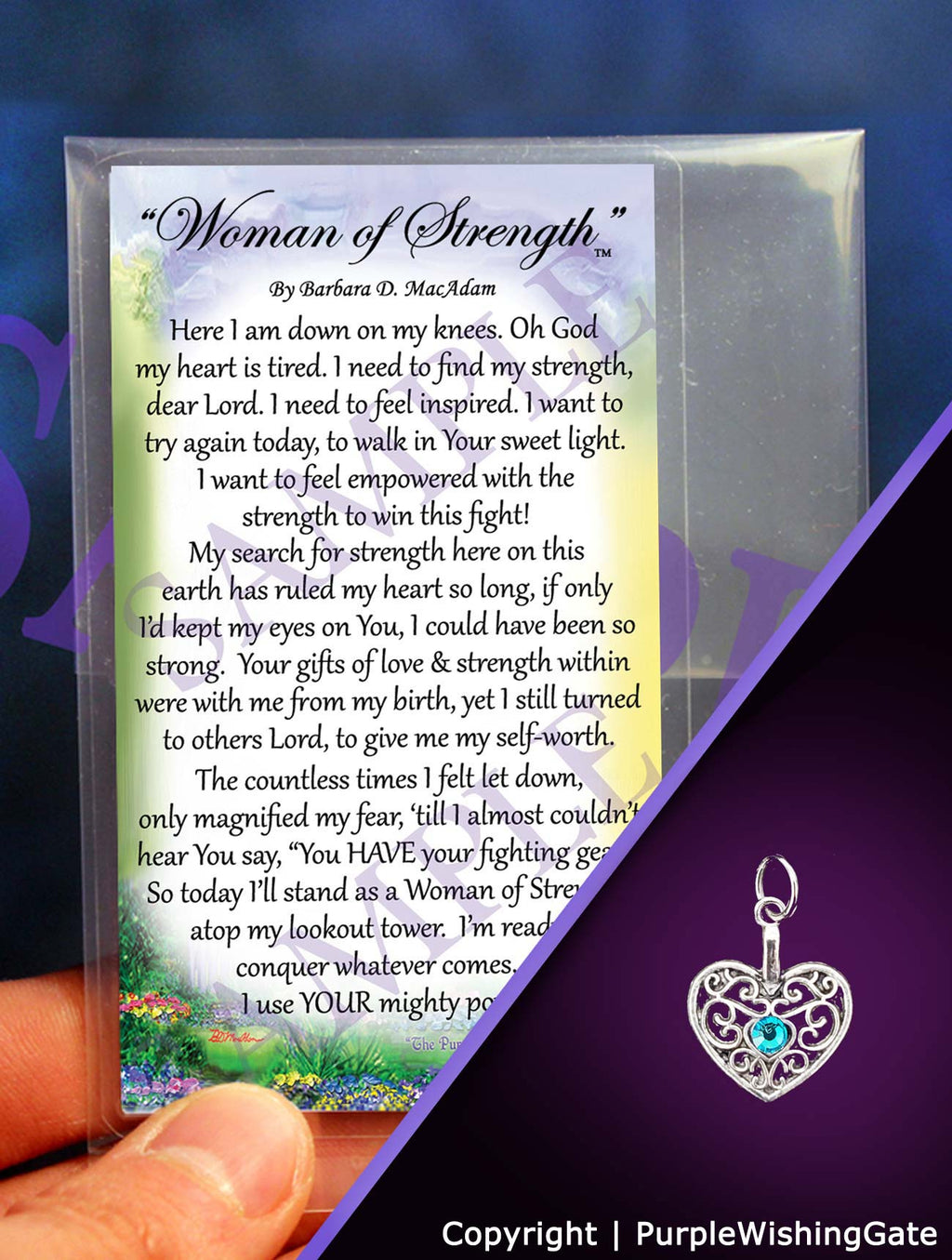 Woman of Strength - Pocket Blessing: Traditional Heart / No Crystal
