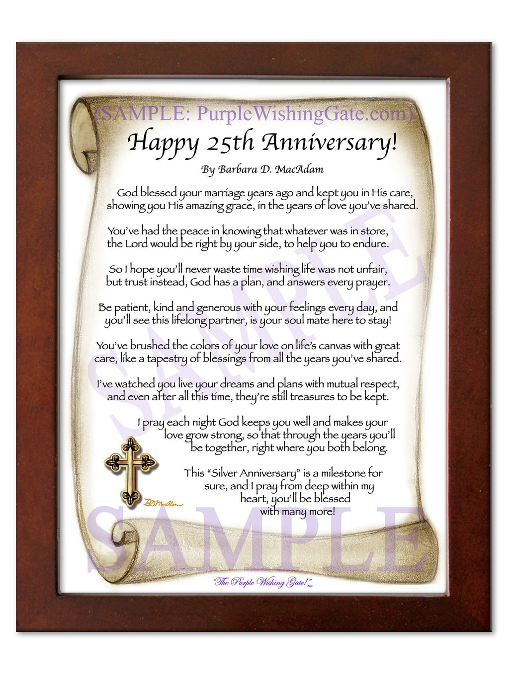 Happy 25th Anniversary: Sepia Scroll / 5x7 / 5x7 Walnut
