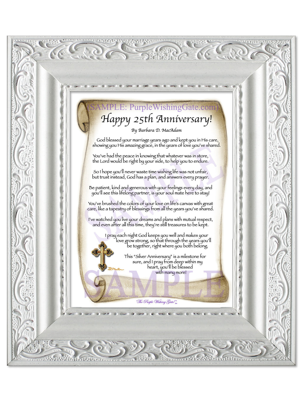Happy 25th Anniversary: Sepia Scroll / 5x7 / 5x7 Vintage White
