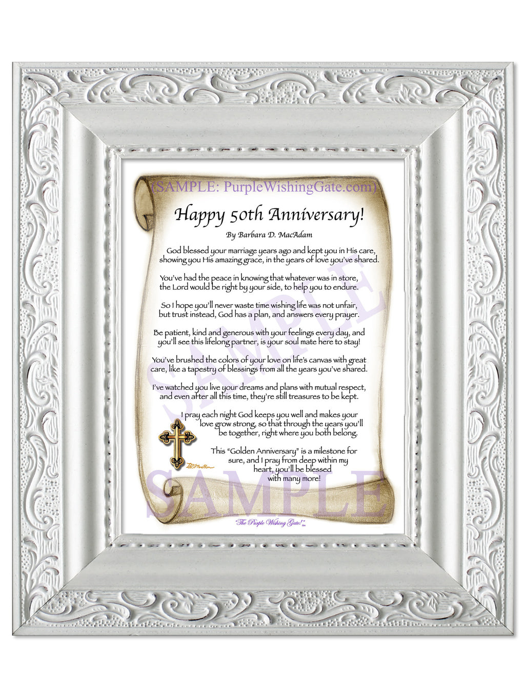 Happy 50th Anniversary: Sepia Scroll / 5x7 / 5x7 Vintage White
