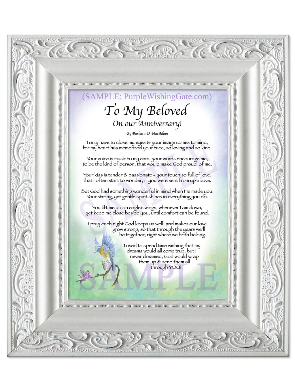 To My Beloved on our Anniversary: Bluebird / 5x7 / 5x7 Vintage White
