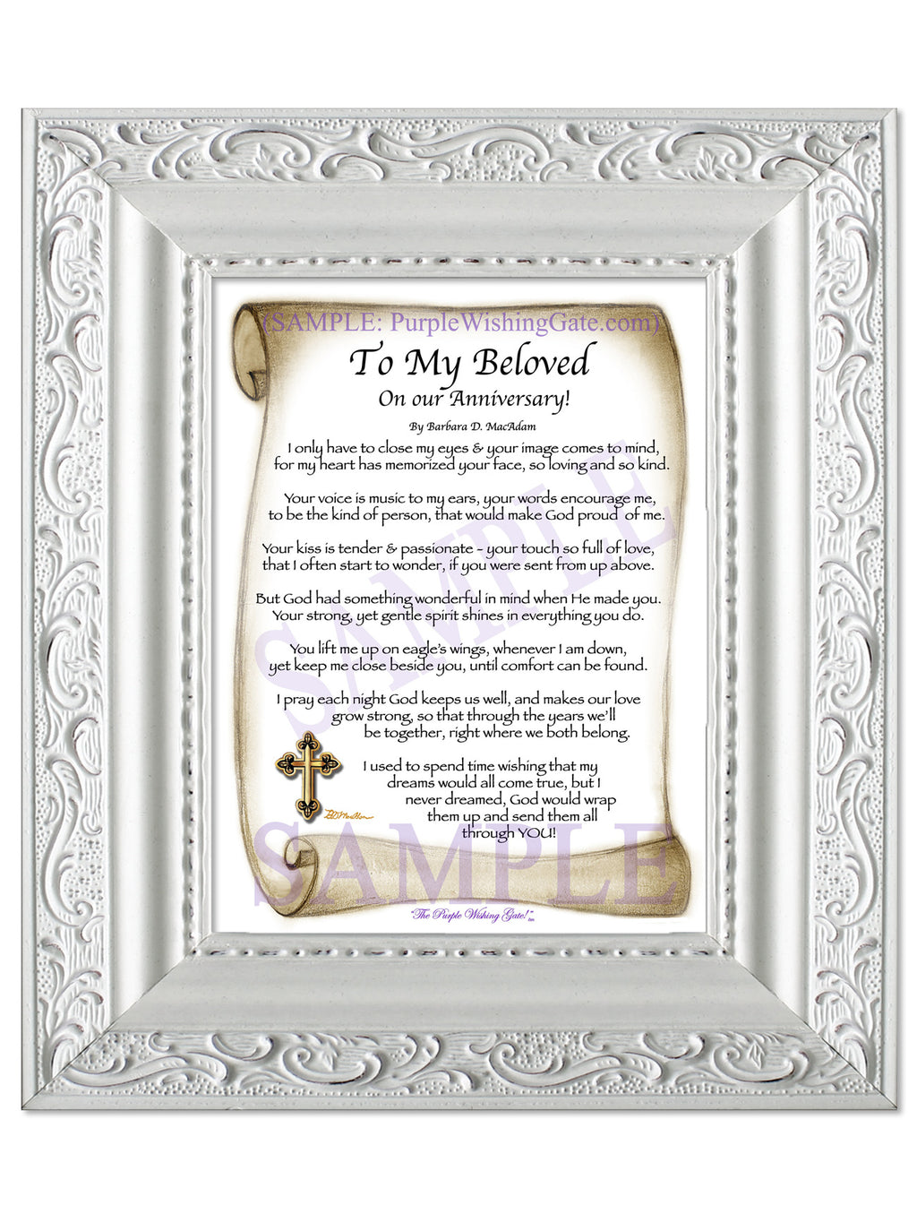 To My Beloved on our Anniversary: Sepia Scroll / 5x7 / 5x7 Vintage White
