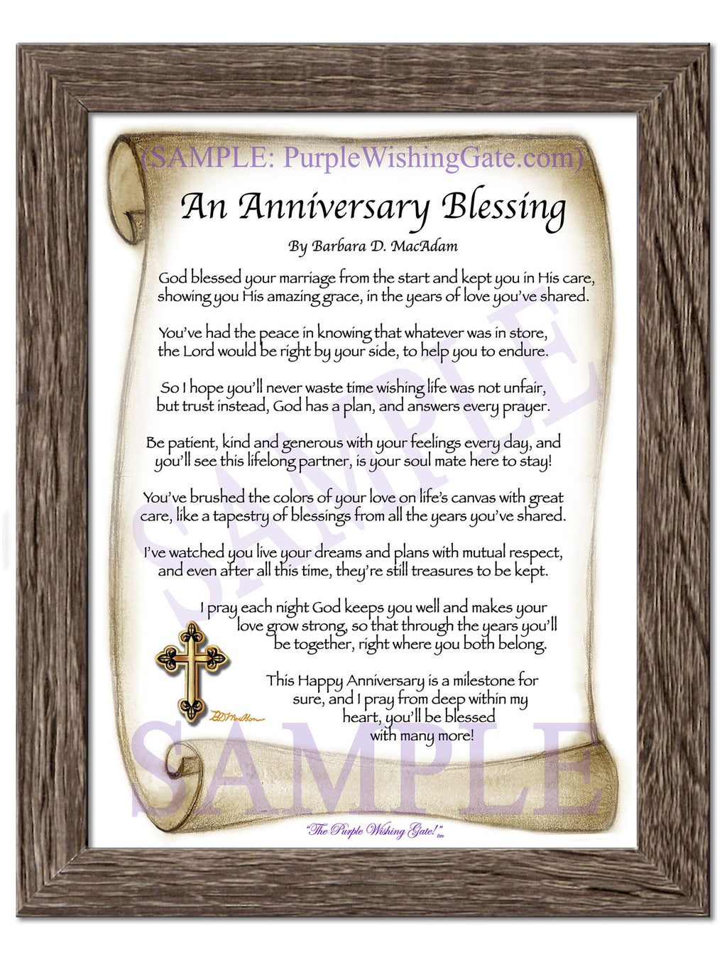 An Anniversary Blessing: Sepia Scroll / 5x7 / 5x7 Birchwood
