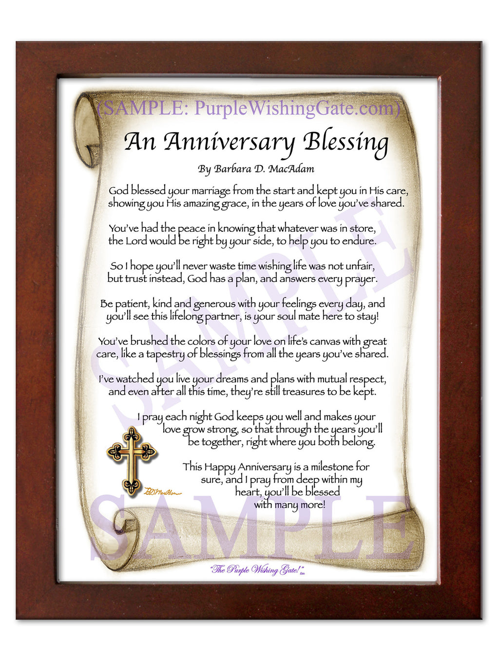 An Anniversary Blessing: Sepia Scroll / 5x7 / 5x7 Walnut
