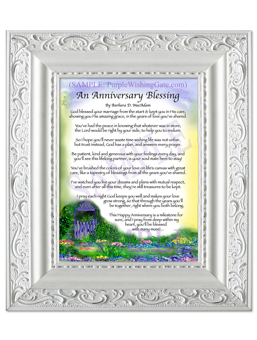 An Anniversary Blessing: Purple Wishing Gate / 5x7 / 5x7 Vintage White
