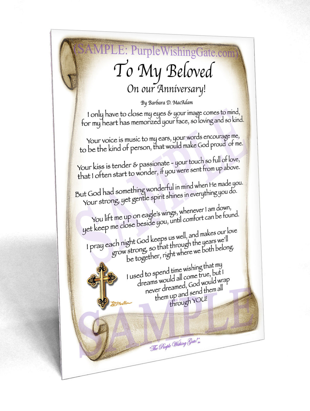 To My Beloved on our Anniversary: Sepia Scroll / 5x7
