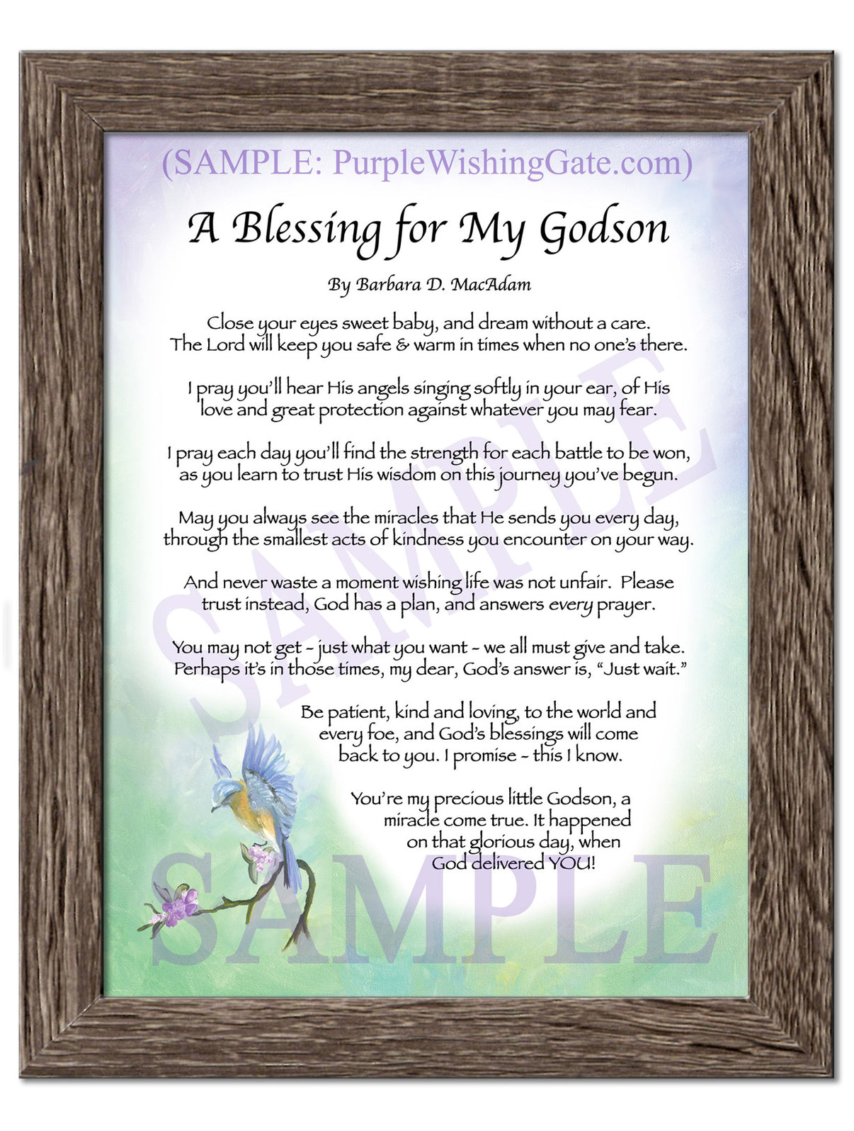 A Blessing for My Godson (baby) - Baby Gift - PurpleWishingGate.com