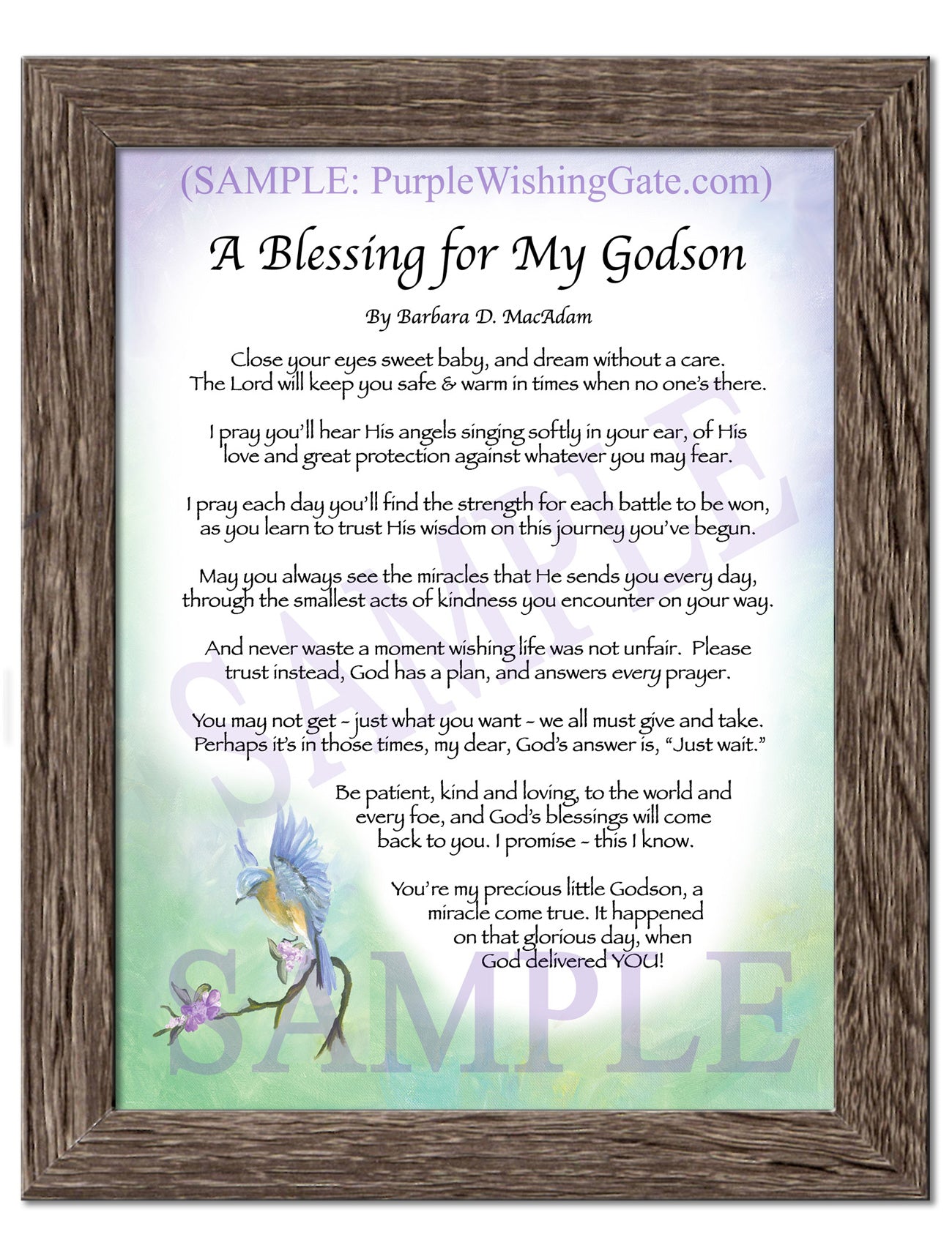 A Blessing for My Godson (baby) - Baby Gift - PurpleWishingGate.com
