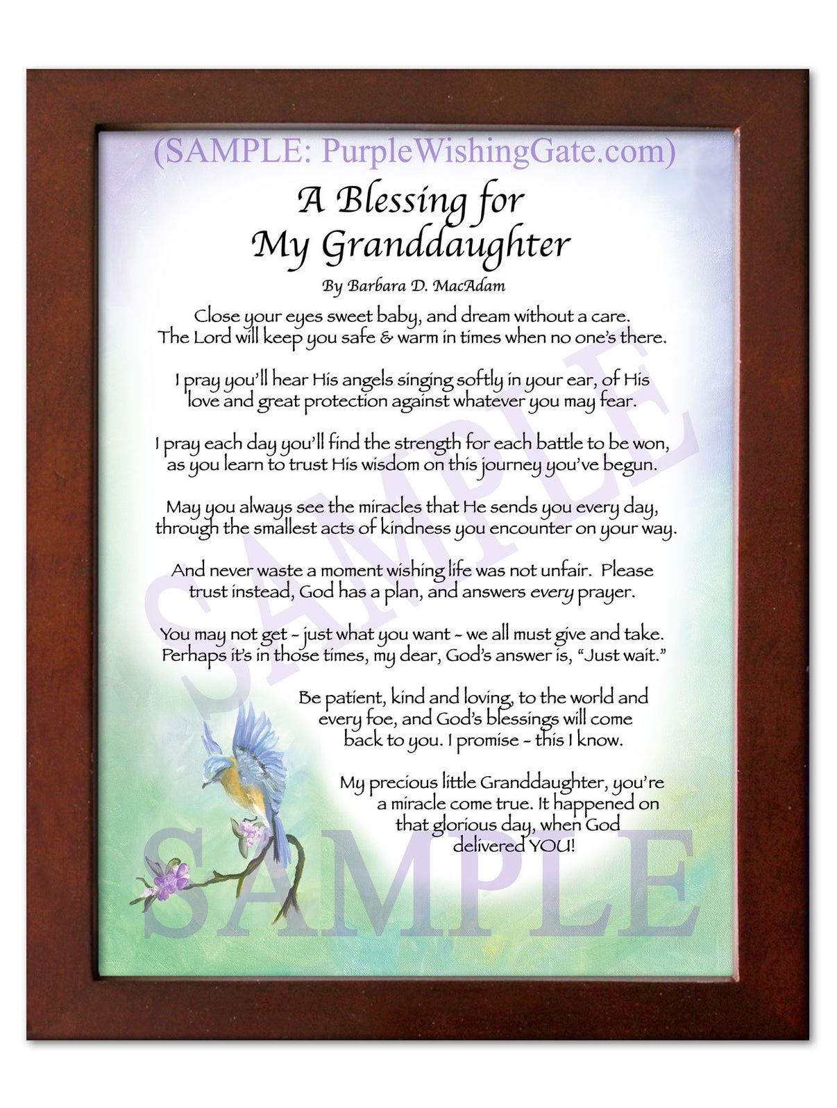A Blessing for My Granddaughter (baby) - Baby Gift - PurpleWishingGate.com