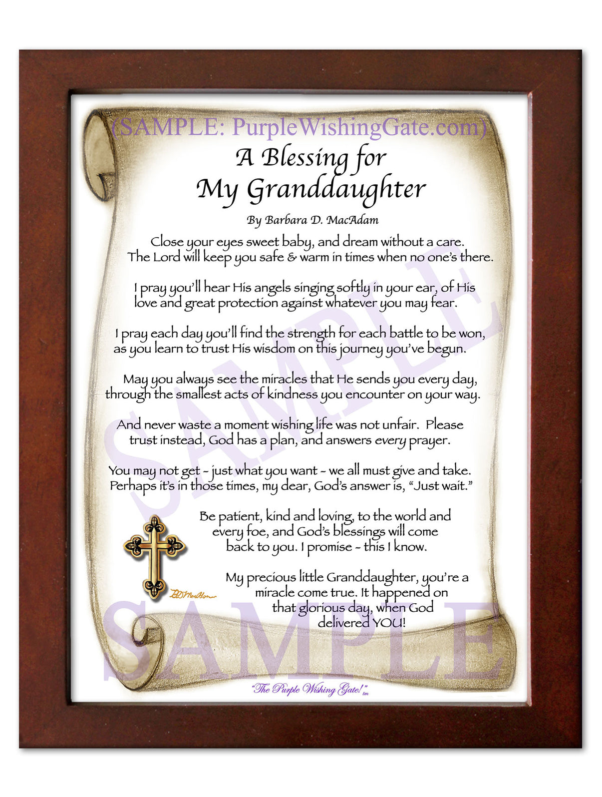 A Blessing for My Granddaughter (baby) - Baby Gift - PurpleWishingGate.com