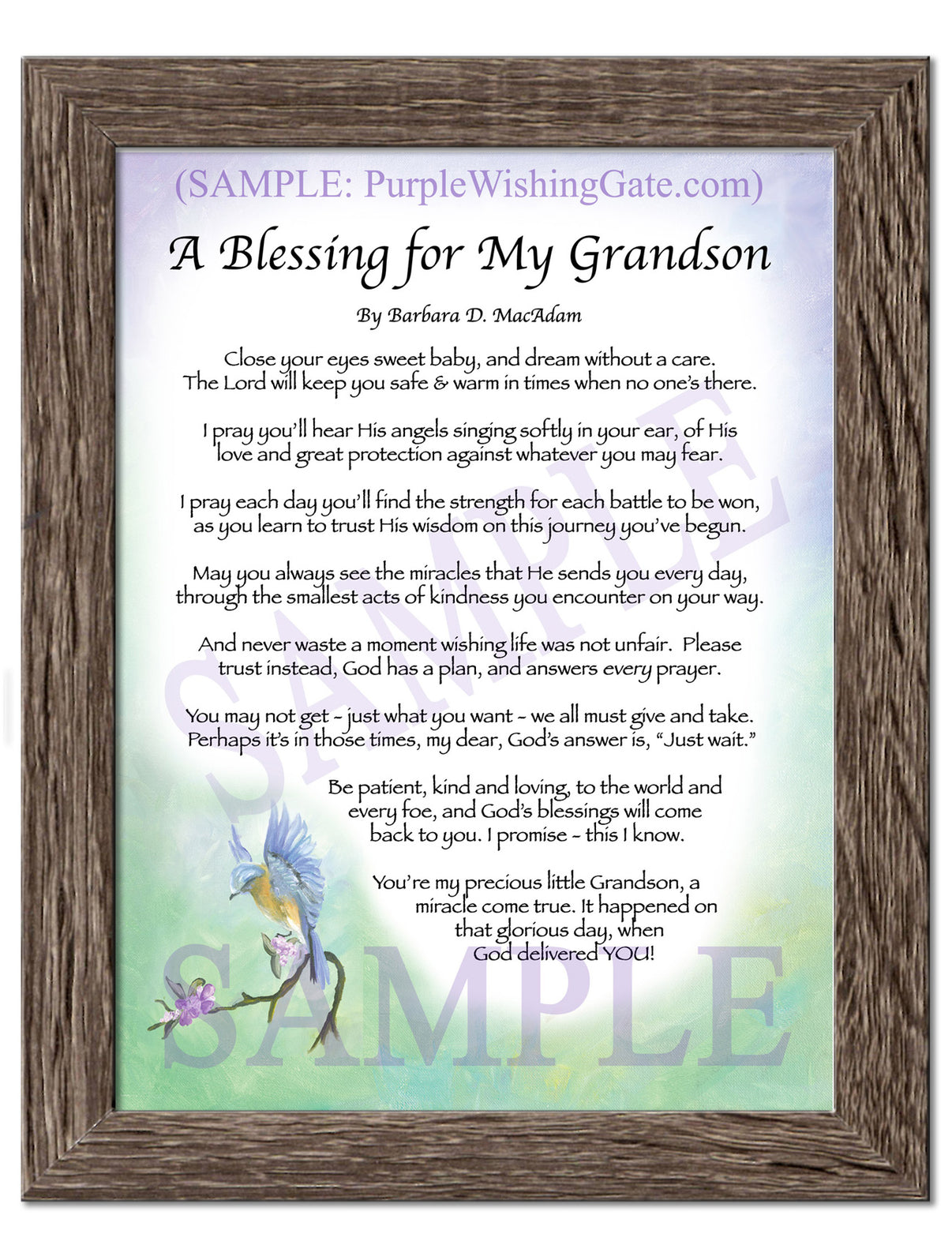 A Blessing for My Grandson (baby) - Baby Gift - PurpleWishingGate.com