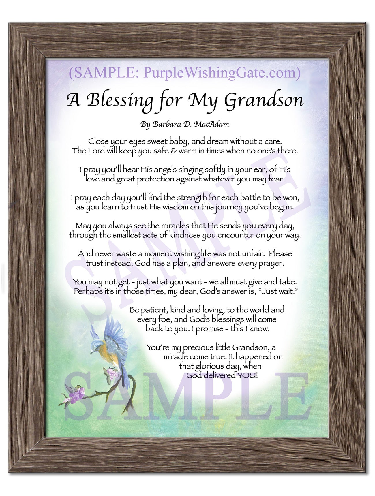 A Blessing for My Grandson (baby) - Baby Gift - PurpleWishingGate.com