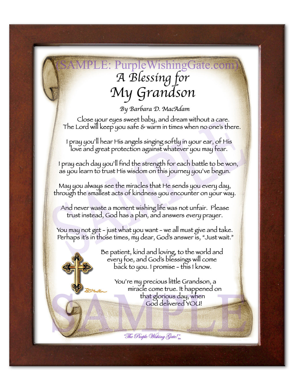 A Blessing for My Grandson (baby) - Baby Gift - PurpleWishingGate.com