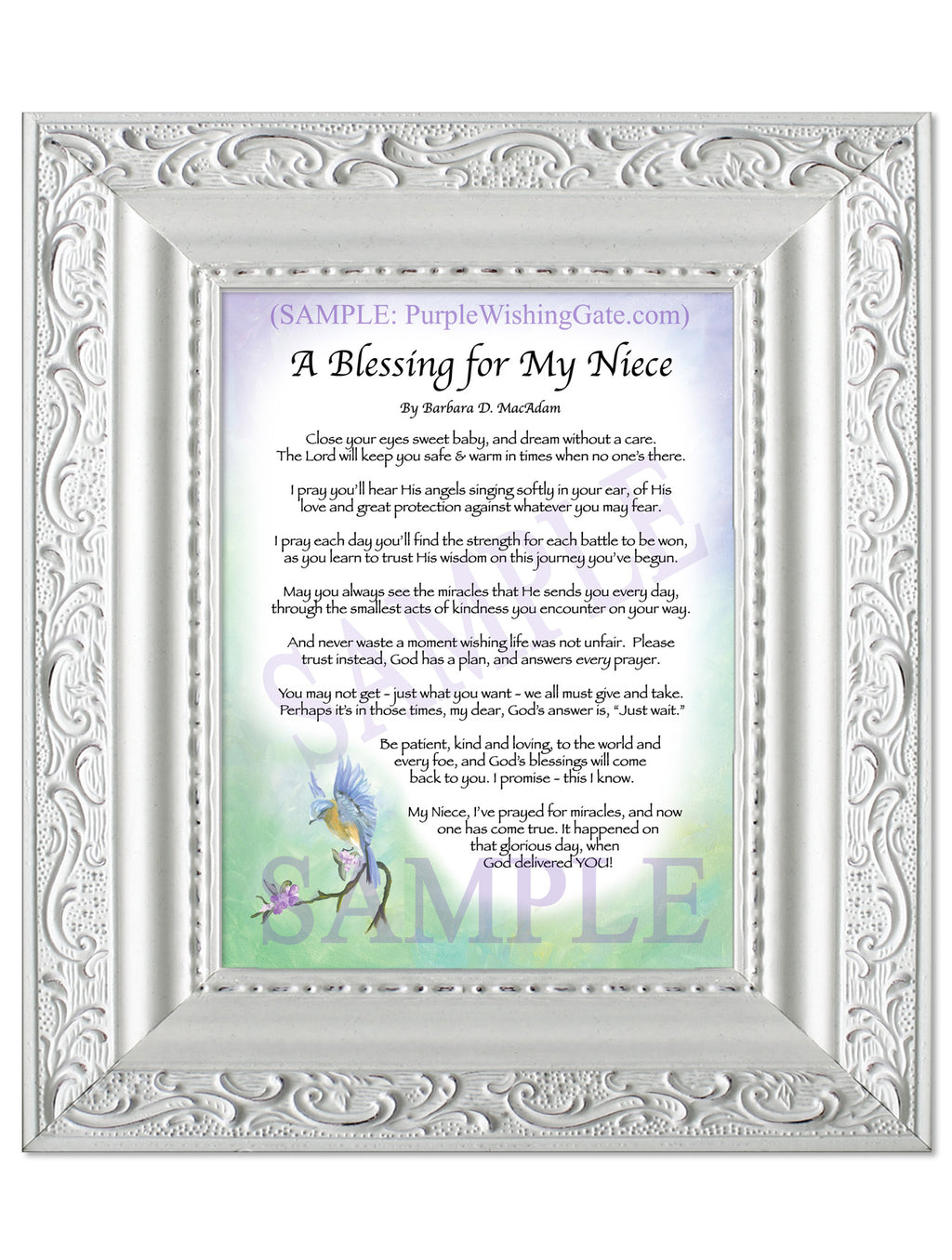 A Blessing for My Niece (baby): Bluebird / 5x7 / 5x7 Vintage White
