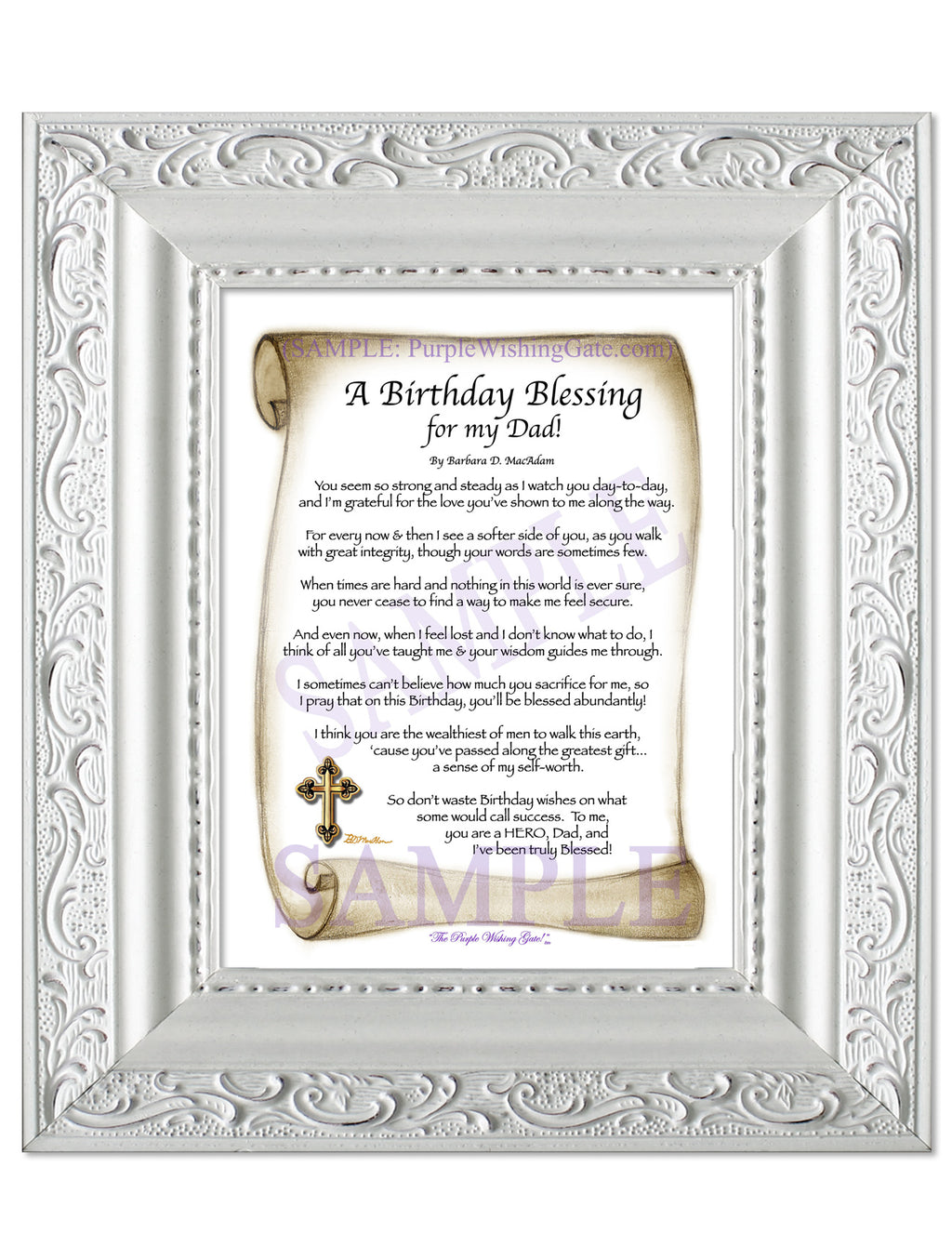 A Birthday Blessing for my Dad: Sepia Scroll / 5x7 / 5x7 Vintage White

