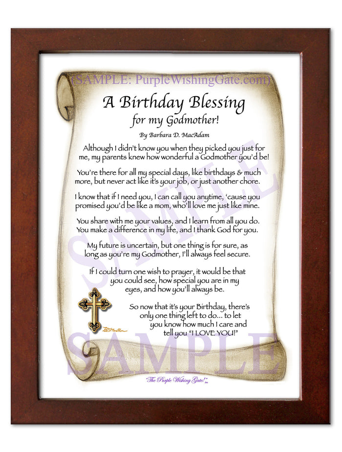 Godmother Birthday Gift: Personalized Blessing | PurpleWishingGate.com