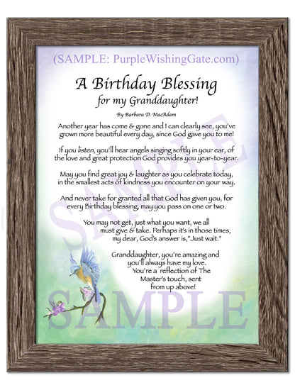 A Birthday Blessing for my Granddaughter! - Birthday Gift - PurpleWishingGate.com