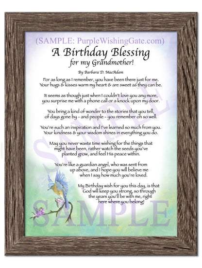 A Birthday Blessing for my Grandmother! - Birthday Gift - PurpleWishingGate.com