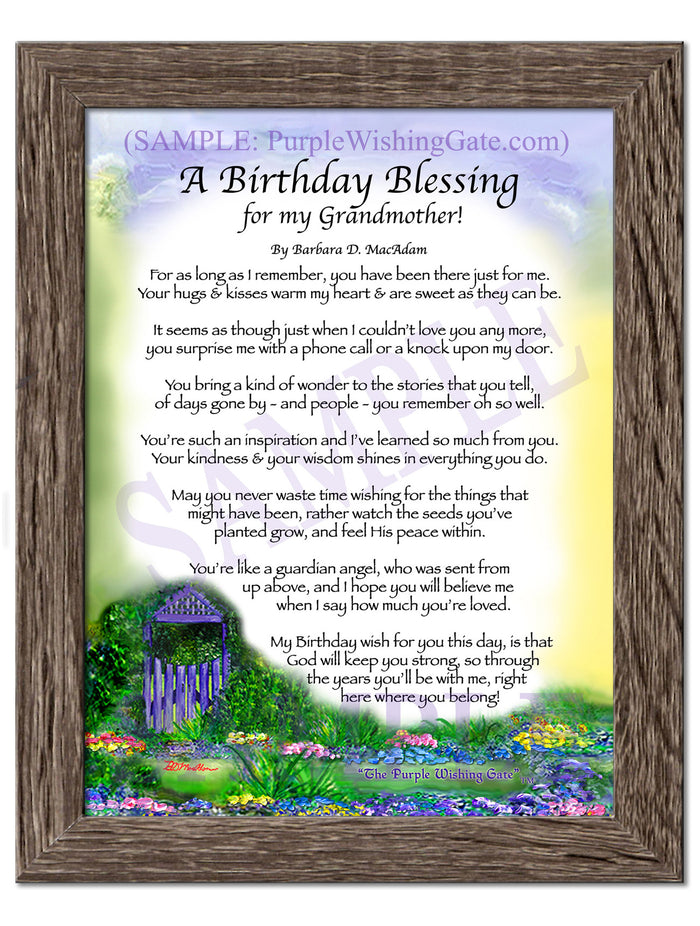 Grandmother Birthday Gift: Personalized Blessing | PurpleWishingGate