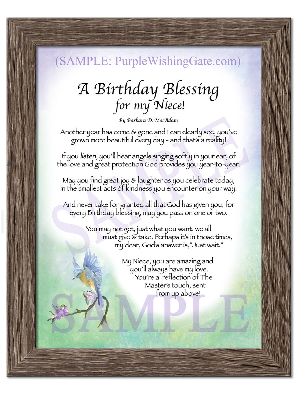 A Birthday Blessing for my Niece: Bluebird / 5x7 / 5x7 Birchwood
