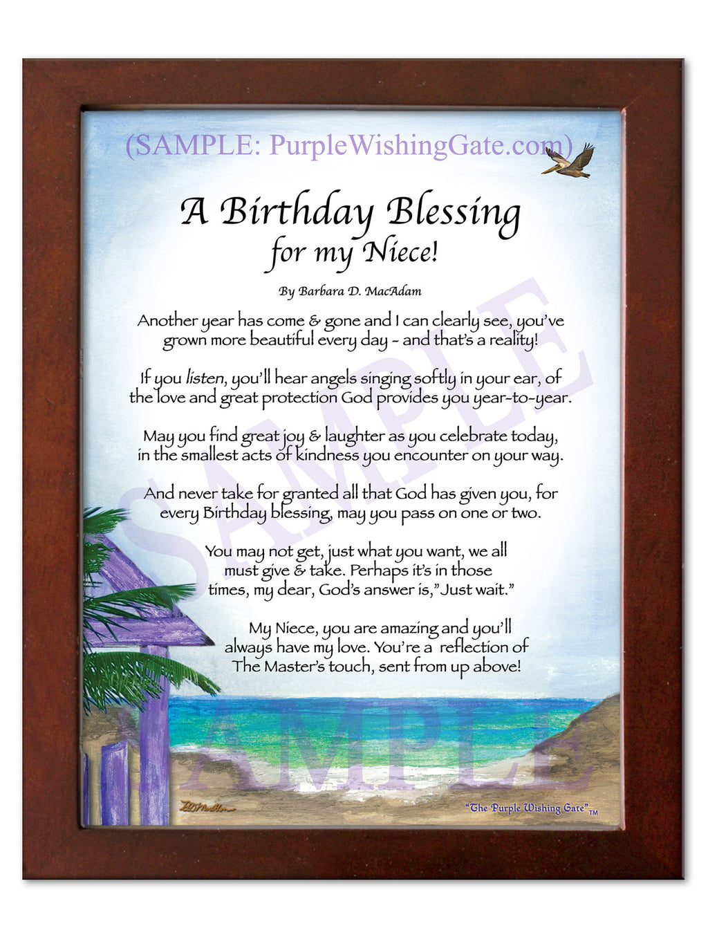 A Birthday Blessing for my Niece: Paradise Cove / 5x7 / 5x7 Walnut
