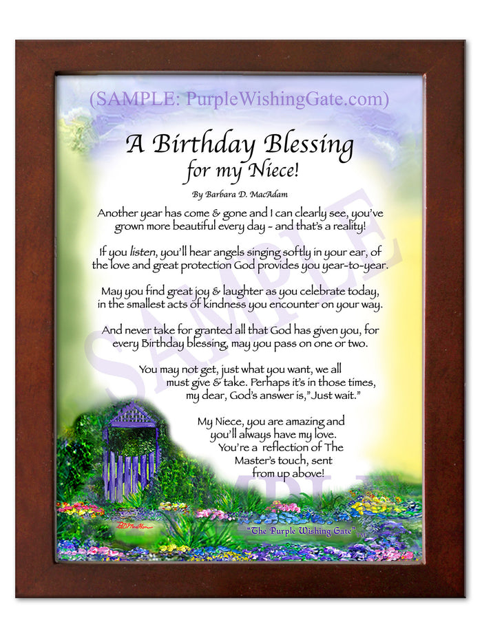 Birthday Blessing for Niece: Personalized Gift | PurpleWishingGate.com