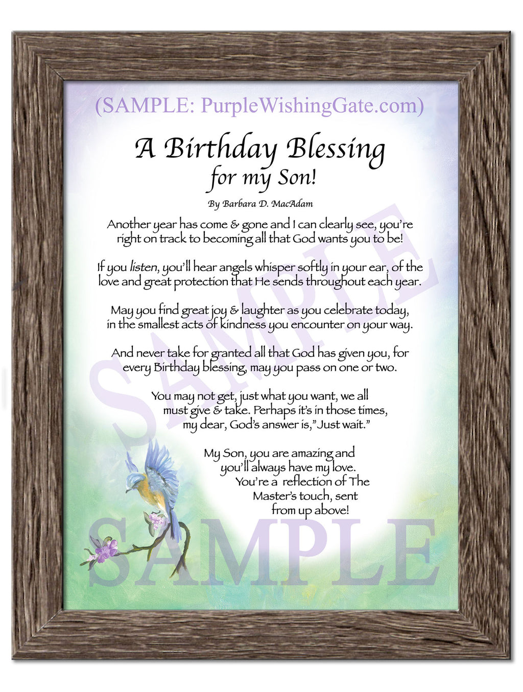A Birthday Blessing for my Son: Bluebird / 5x7 / 5x7 Birchwood
