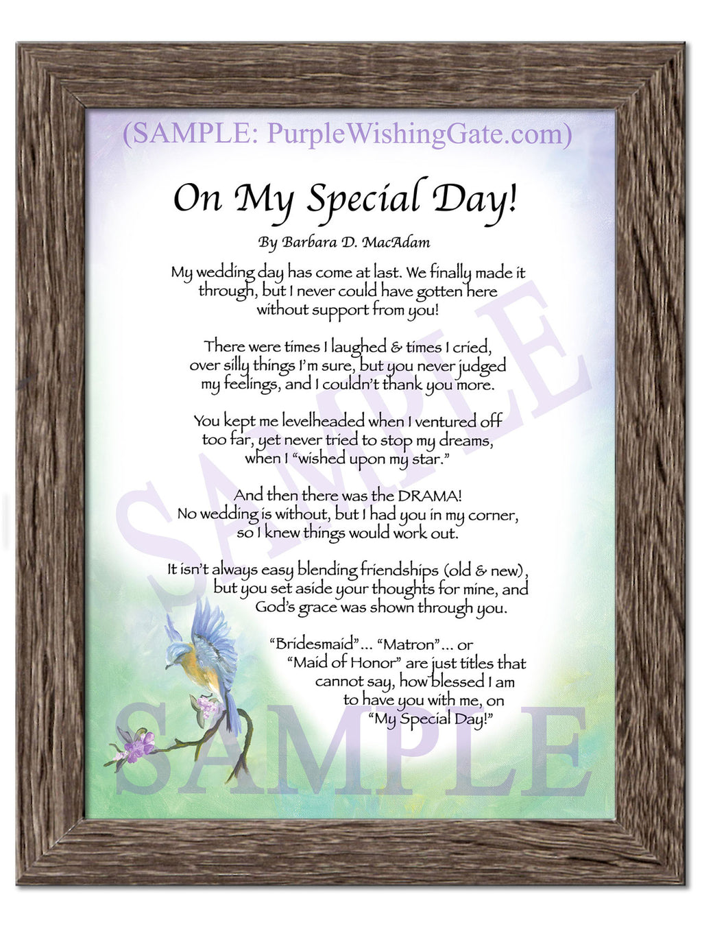 On My Special Day | Bridal Party Gift: Bluebird / 5x7 / 5x7 Birchwood
