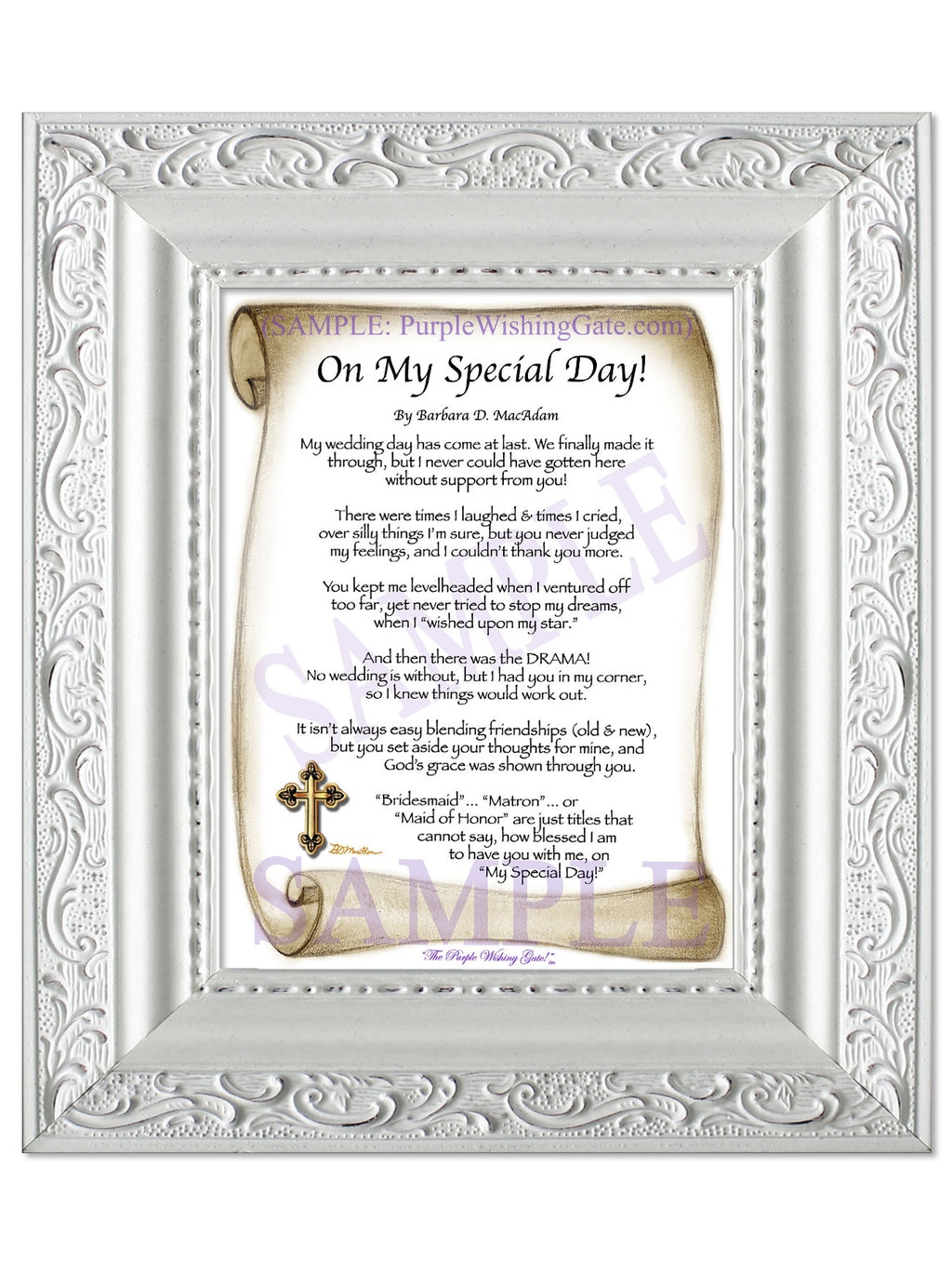 On My Special Day | Bridal Party Gift: Sepia Scroll / 5x7 / 5x7 Vintage White
