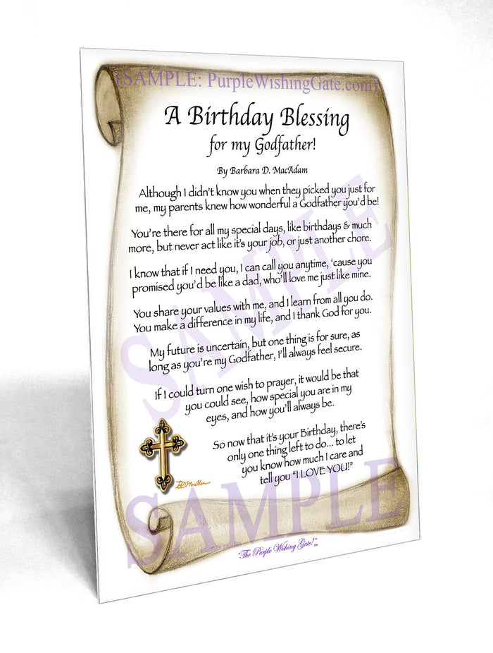 Birthday Gift for Godfather: Personalized Blessing | PurpleWishingGate