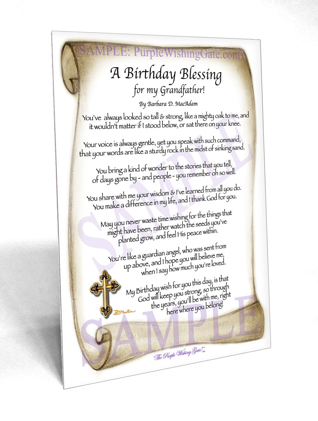 A Birthday Blessing for my Grandfather: Sepia Scroll / 5x7
