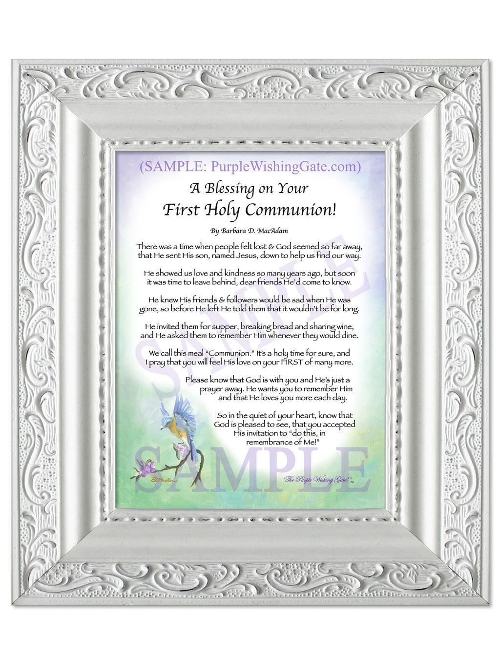 A Blessing on Your First Holy Communion: Bluebird / 5x7 / 5x7 Vintage White
