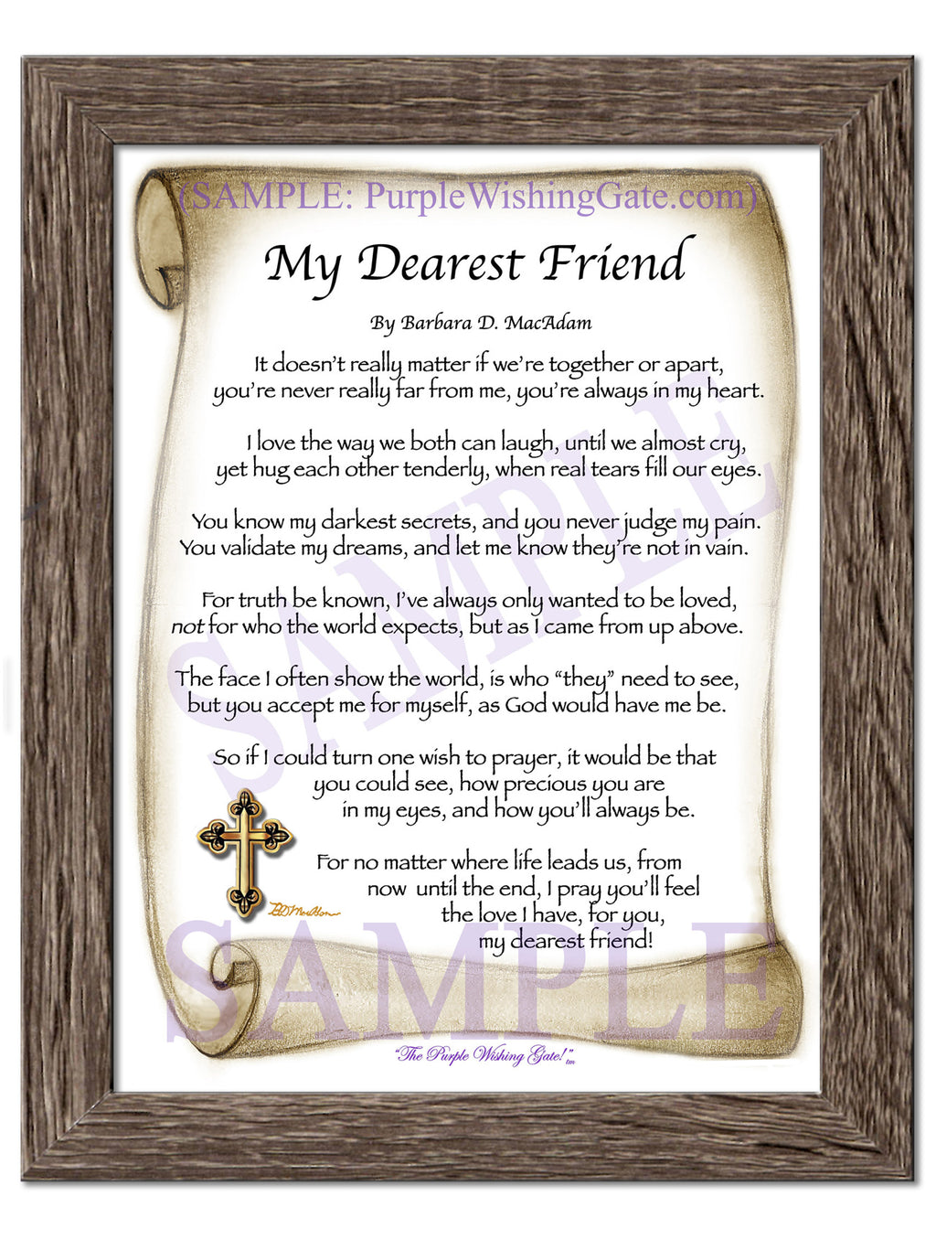 My Dearest Friend: Sepia Scroll / 5x7 / 5x7 Birchwood
