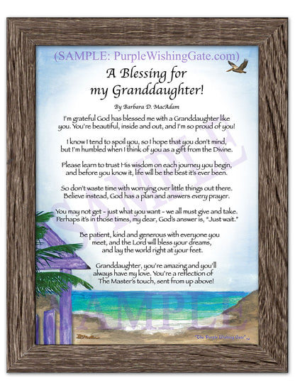 A Blessing for My Granddaughter! (child-adult) - Gifts for Granddaughter - PurpleWishingGate.com