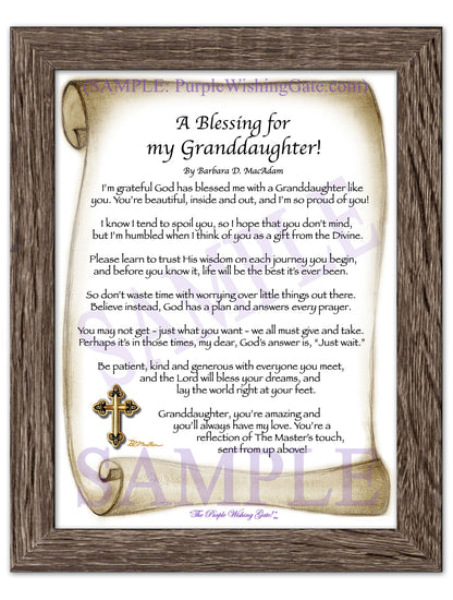 A Blessing for My Granddaughter! (child-adult) - Gifts for Granddaughter - PurpleWishingGate.com