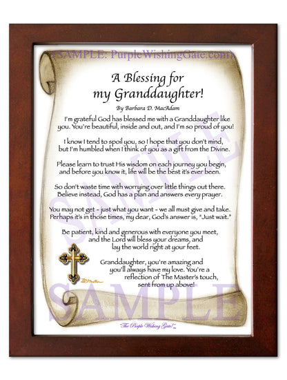 A Blessing for My Granddaughter! (child-adult) - Gifts for Granddaughter - PurpleWishingGate.com