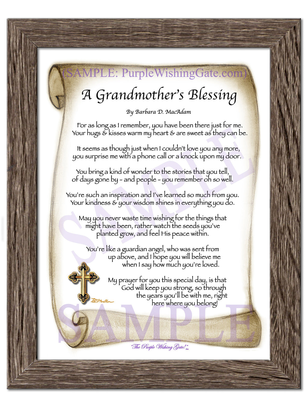 A Grandmother's Blessing: Sepia Scroll / 5x7 / 5x7 Birchwood

