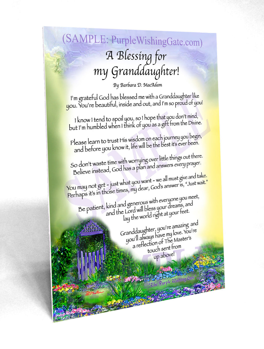 A Blessing for My Granddaughter: Personalized Gift | PurpleWishingGate