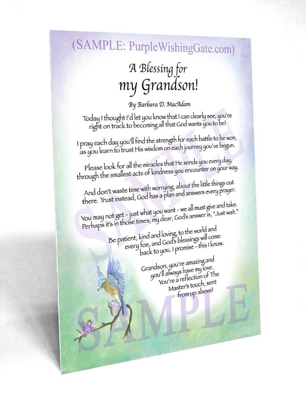 A Blessing for My Grandson! (child-adult) - Gifts for Grandson - PurpleWishingGate.com