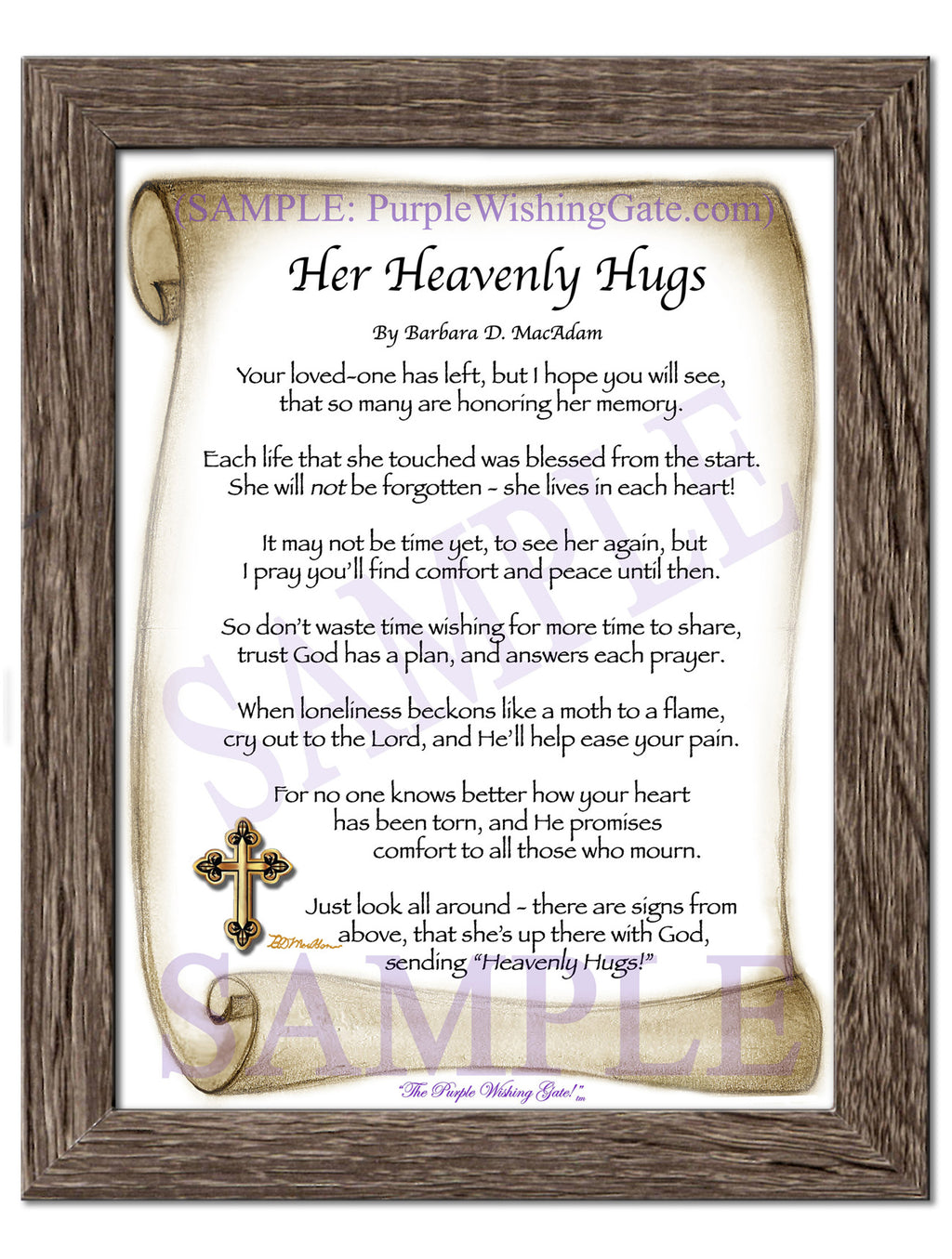 Her Heavenly Hugs: Sepia Scroll / 5x7 / 5x7 Birchwood
