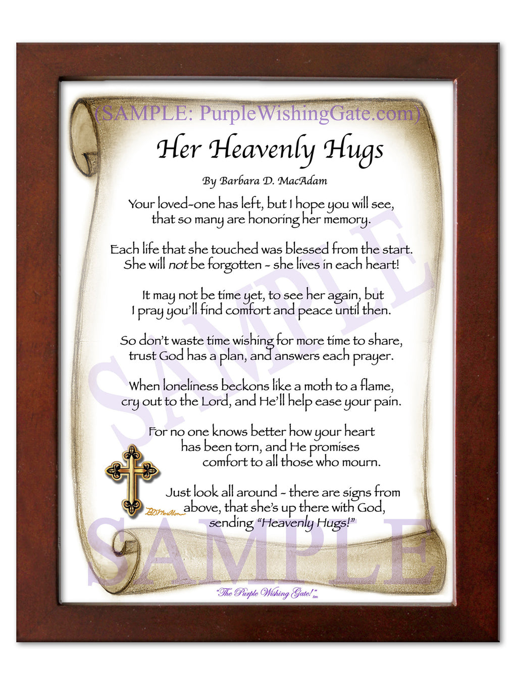 Her Heavenly Hugs: Sepia Scroll / 5x7 / 5x7 Walnut
