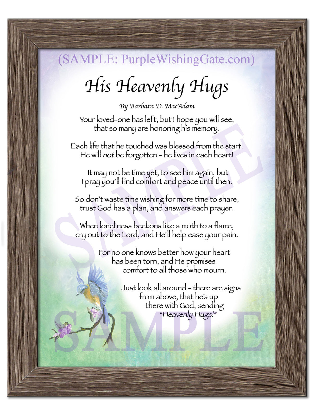 His Heavenly Hugs - Sympathy Gift - PurpleWishingGate.com