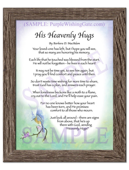 His Heavenly Hugs - Sympathy Gift - PurpleWishingGate.com